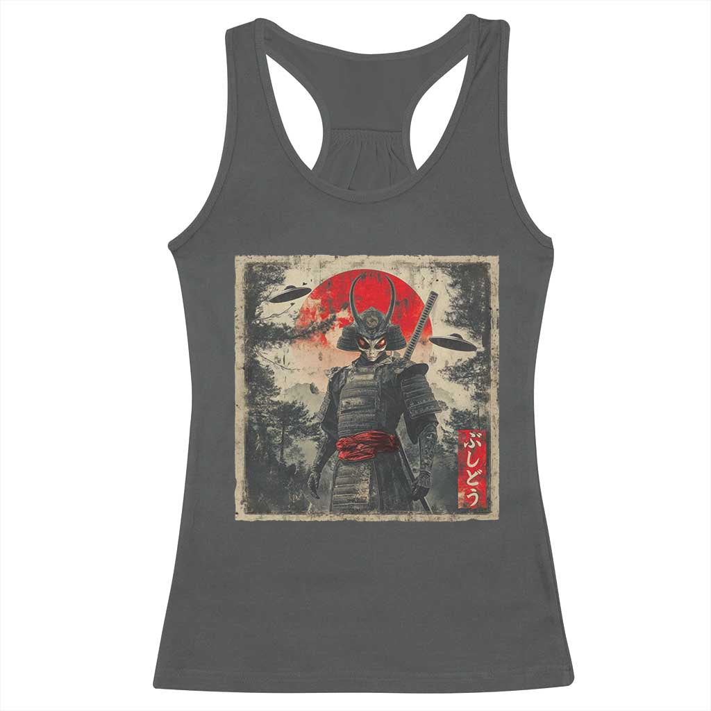 Alien Samurai Racerback Tank Top Vintage Japanese Art UFO Funny Ukiyo-e Warrior