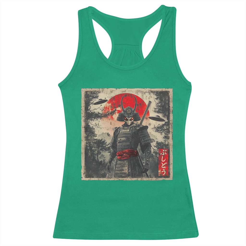 Alien Samurai Racerback Tank Top Vintage Japanese Art UFO Funny Ukiyo-e Warrior