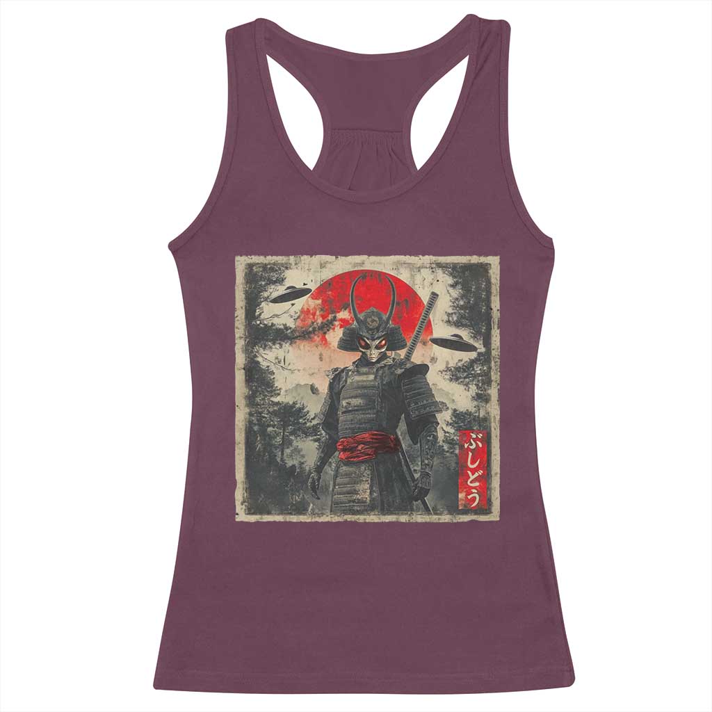 Alien Samurai Racerback Tank Top Vintage Japanese Art UFO Funny Ukiyo-e Warrior