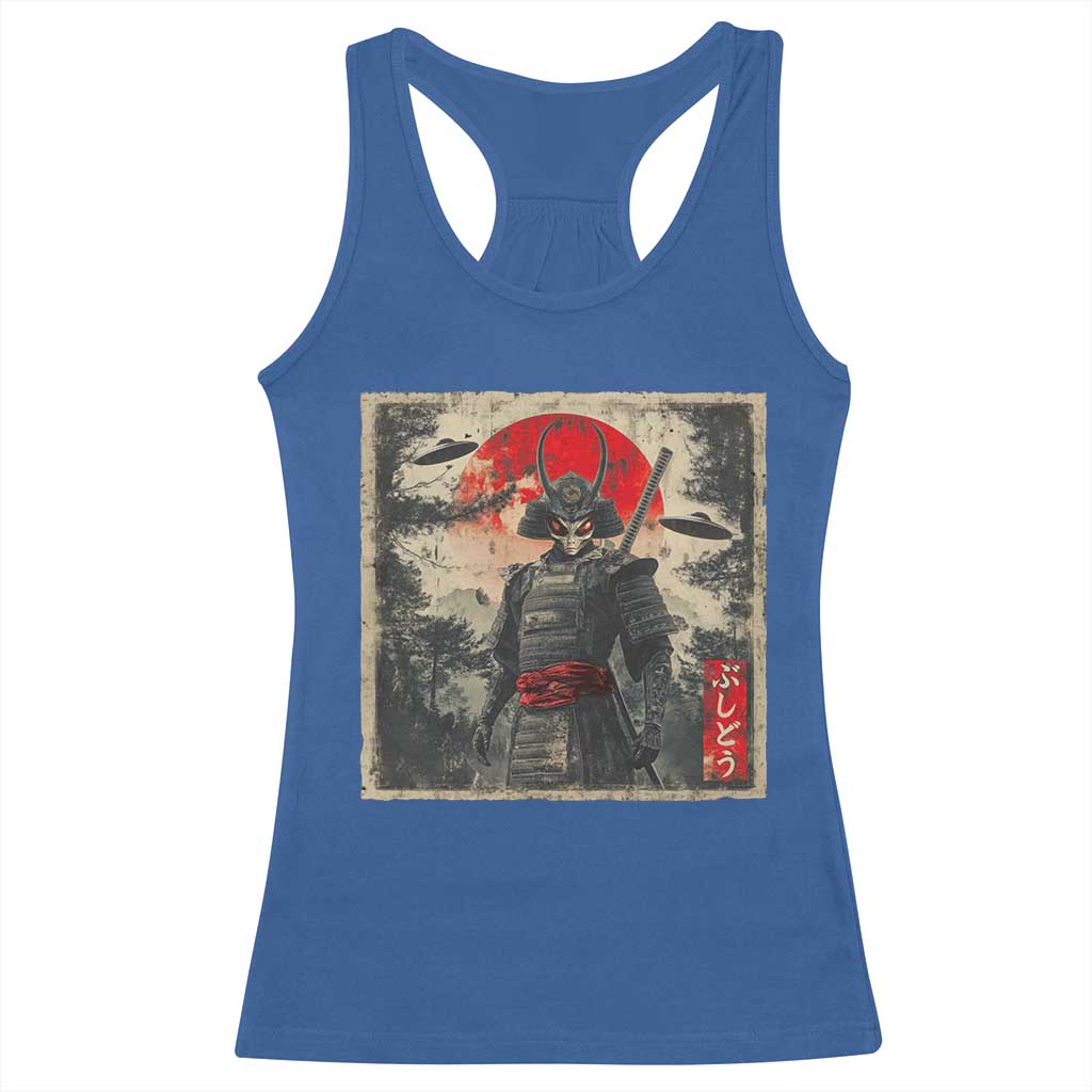 Alien Samurai Racerback Tank Top Vintage Japanese Art UFO Funny Ukiyo-e Warrior
