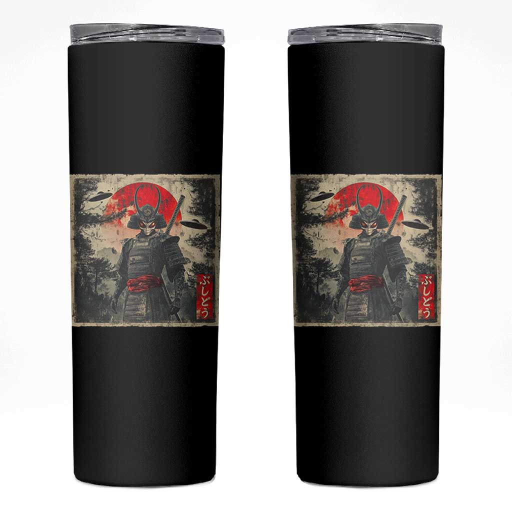Alien Samurai Skinny Tumbler Vintage Japanese Art UFO Funny Ukiyo-e Warrior