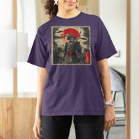 Alien Samurai T Shirt For Women Vintage Japanese Art UFO Funny Ukiyo-e Warrior
