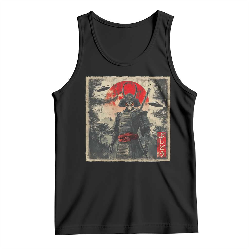 Alien Samurai Tank Top Vintage Japanese Art UFO Funny Ukiyo-e Warrior