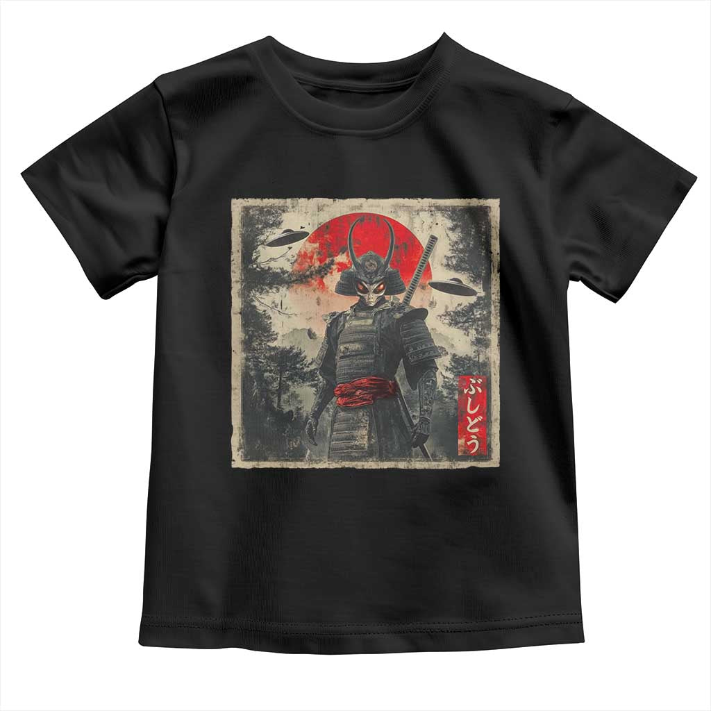 Alien Samurai Toddler T Shirt Vintage Japanese Art UFO Funny Ukiyo-e Warrior