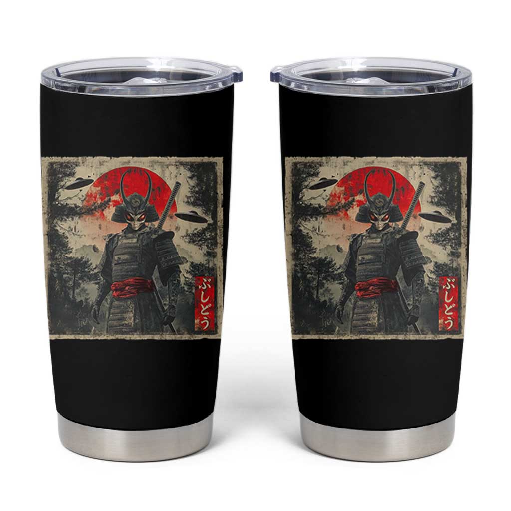 Alien Samurai Tumbler Cup Vintage Japanese Art UFO Funny Ukiyo-e Warrior