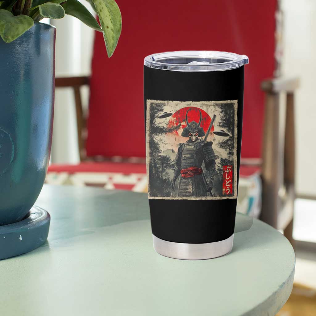 Alien Samurai Tumbler Cup Vintage Japanese Art UFO Funny Ukiyo-e Warrior