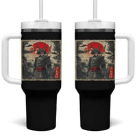 Alien Samurai Tumbler With Handle Vintage Japanese Art UFO Funny Ukiyo-e Warrior