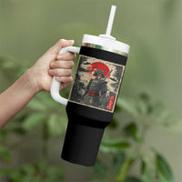 Alien Samurai Tumbler With Handle Vintage Japanese Art UFO Funny Ukiyo-e Warrior