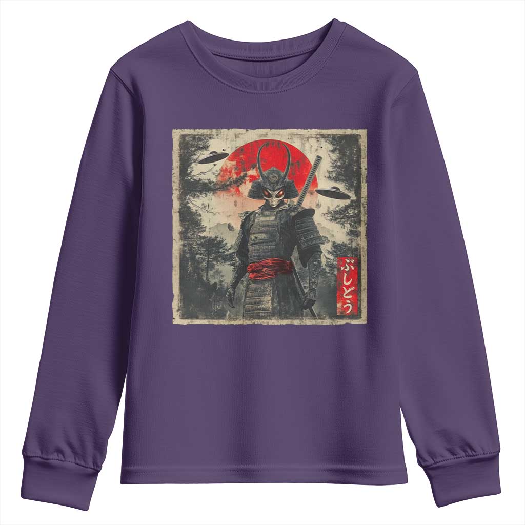 Alien Samurai Youth Sweatshirt Vintage Japanese Art UFO Funny Ukiyo-e Warrior