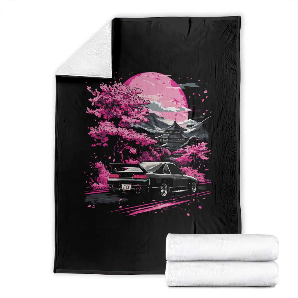 JDM Japanese Throw Blanket Tokyo Japan Drift Race Car Mount Fuji Cherry Blossom Sakura - Wonder Print Shop
