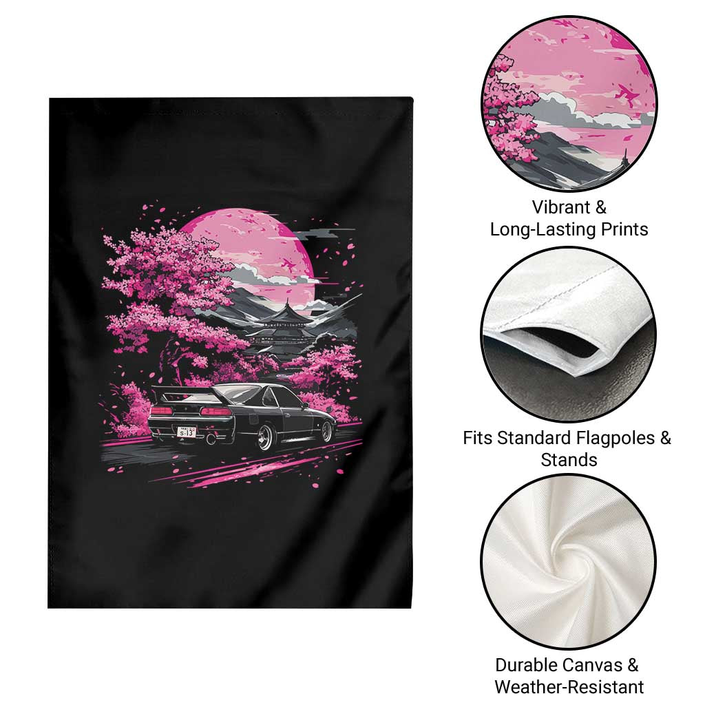 JDM Japanese Garden Flag Tokyo Japan Drift Race Car Mount Fuji Cherry Blossom Sakura - Wonder Print Shop