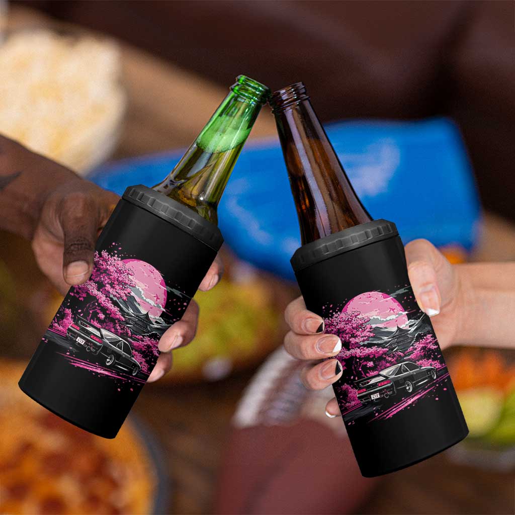 JDM Japanese 4 in 1 Can Cooler Tumbler Tokyo Japan Drift Race Car Mount Fuji Cherry Blossom Sakura - Wonder Print Shop