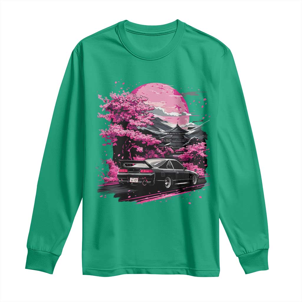 JDM Japanese Long Sleeve Shirt Tokyo Japan Drift Race Car Mount Fuji Cherry Blossom Sakura - Wonder Print Shop