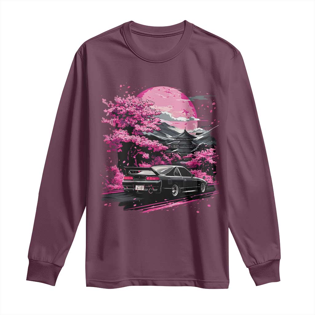 JDM Japanese Long Sleeve Shirt Tokyo Japan Drift Race Car Mount Fuji Cherry Blossom Sakura - Wonder Print Shop