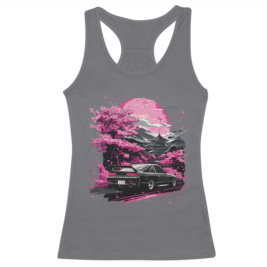 JDM Japanese Racerback Tank Top Tokyo Japan Drift Race Car Mount Fuji Cherry Blossom Sakura - Wonder Print Shop