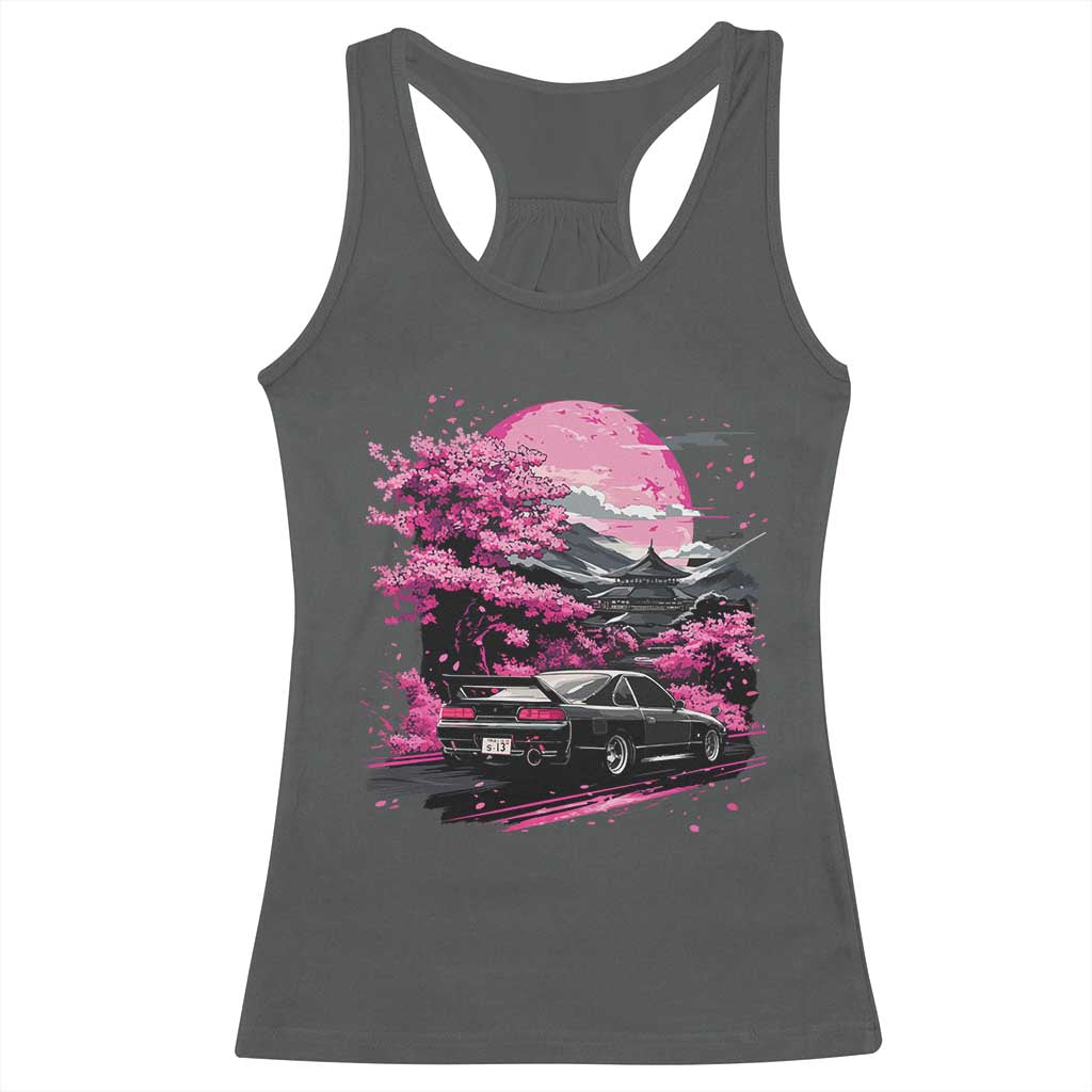JDM Japanese Racerback Tank Top Tokyo Japan Drift Race Car Mount Fuji Cherry Blossom Sakura - Wonder Print Shop