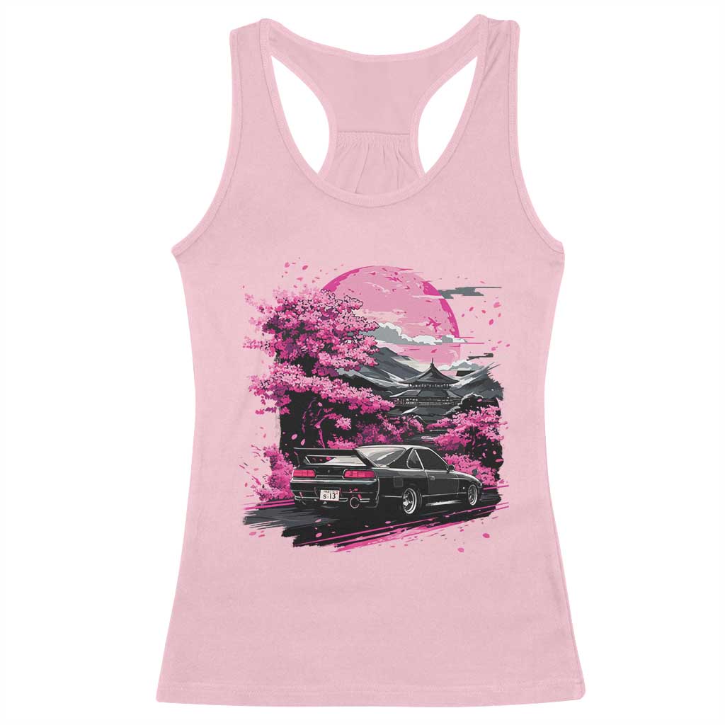 JDM Japanese Racerback Tank Top Tokyo Japan Drift Race Car Mount Fuji Cherry Blossom Sakura TS10