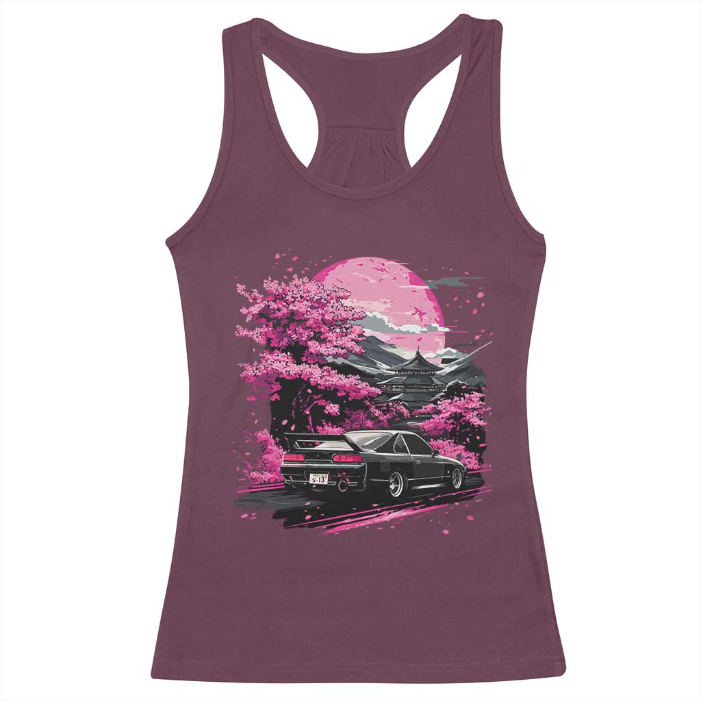 JDM Japanese Racerback Tank Top Tokyo Japan Drift Race Car Mount Fuji Cherry Blossom Sakura - Wonder Print Shop