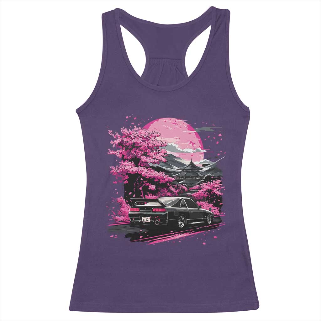 JDM Japanese Racerback Tank Top Tokyo Japan Drift Race Car Mount Fuji Cherry Blossom Sakura - Wonder Print Shop