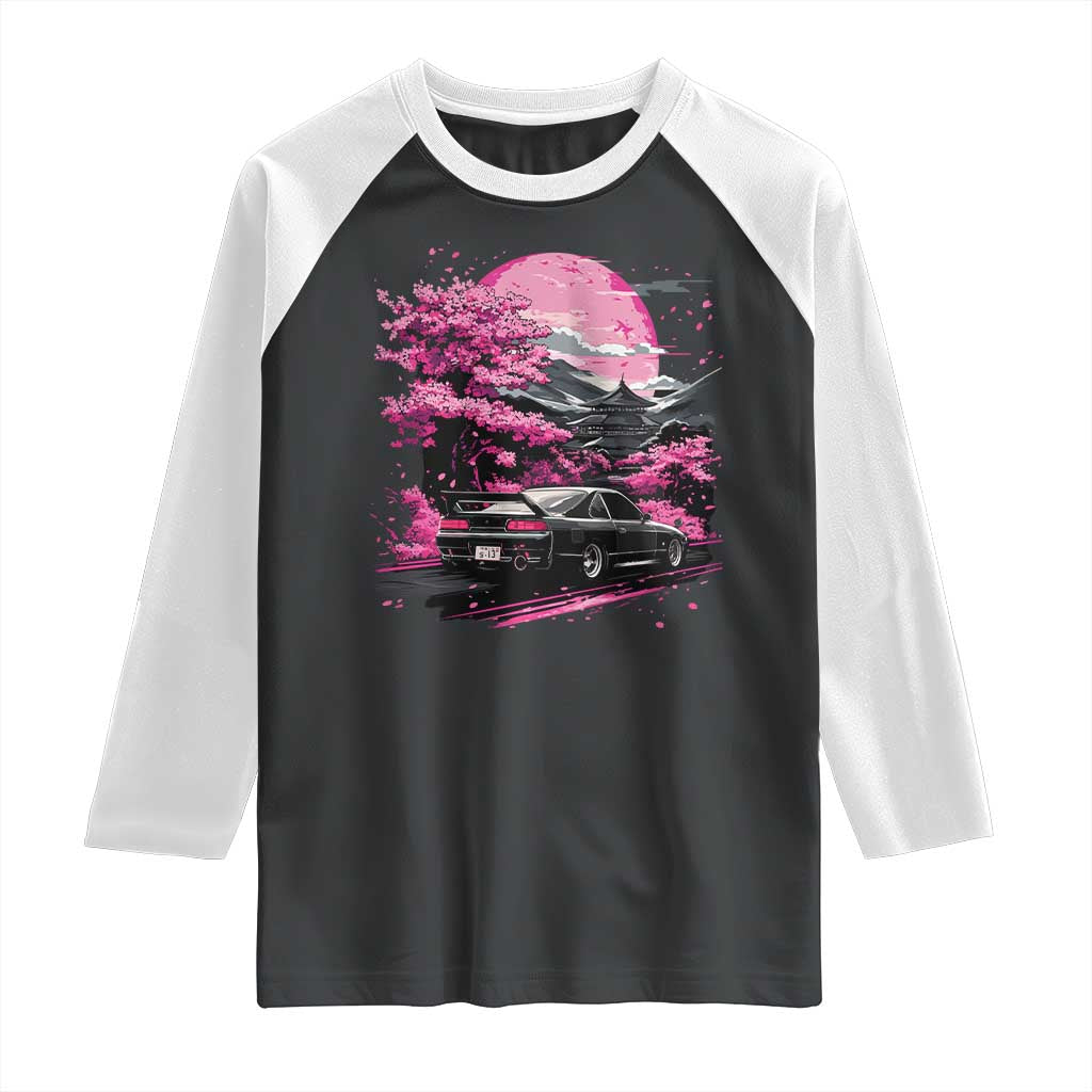 JDM Japanese Raglan Shirt Tokyo Japan Drift Race Car Mount Fuji Cherry Blossom Sakura - Wonder Print Shop
