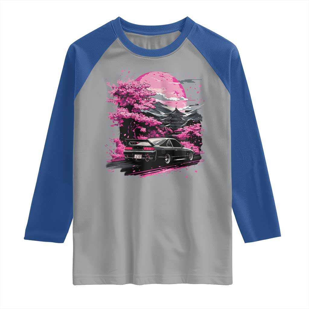 JDM Japanese Raglan Shirt Tokyo Japan Drift Race Car Mount Fuji Cherry Blossom Sakura - Wonder Print Shop