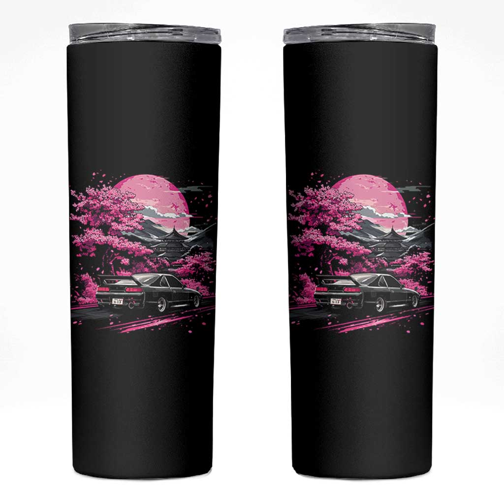 JDM Japanese Skinny Tumbler Tokyo Japan Drift Race Car Mount Fuji Cherry Blossom Sakura - Wonder Print Shop