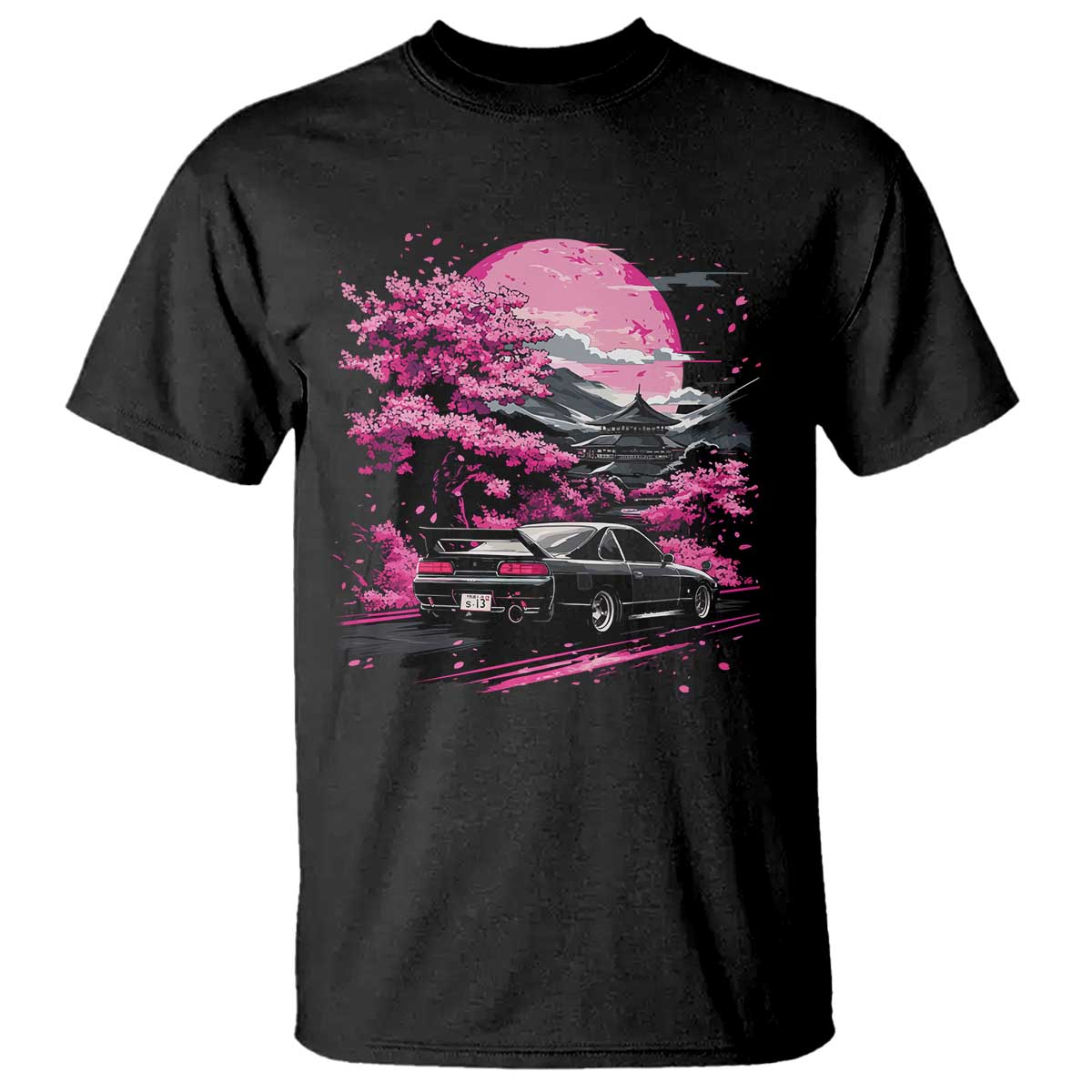 JDM Japanese T Shirt Tokyo Japan Drift Race Car Mount Fuji Cherry Blossom Sakura - Wonder Print Shop