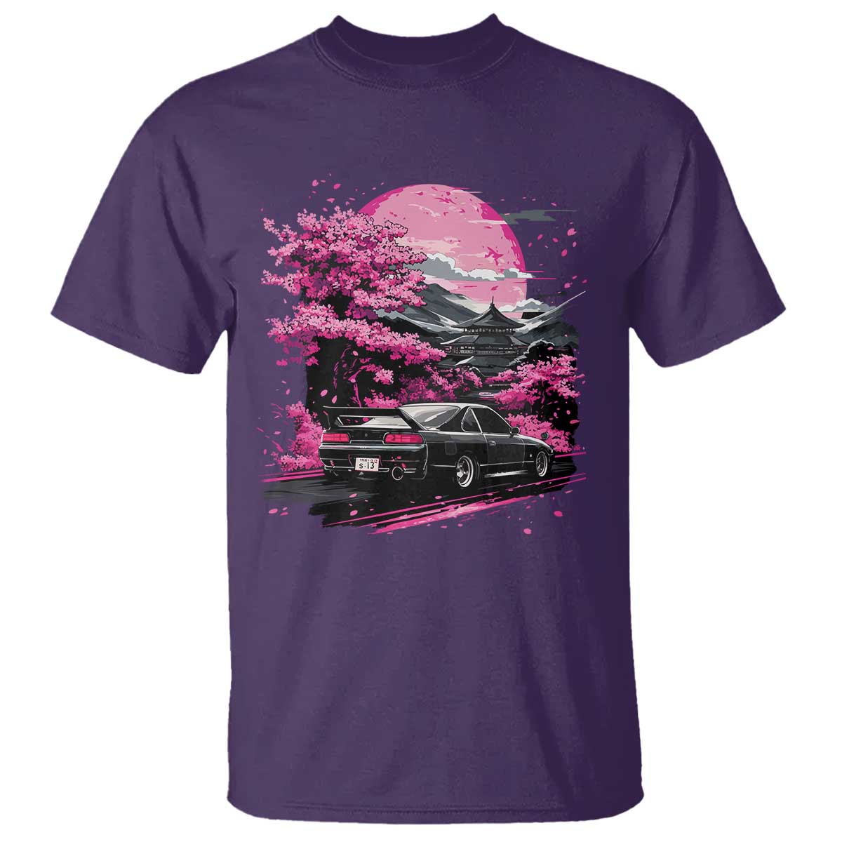 JDM Japanese T Shirt Tokyo Japan Drift Race Car Mount Fuji Cherry Blossom Sakura - Wonder Print Shop