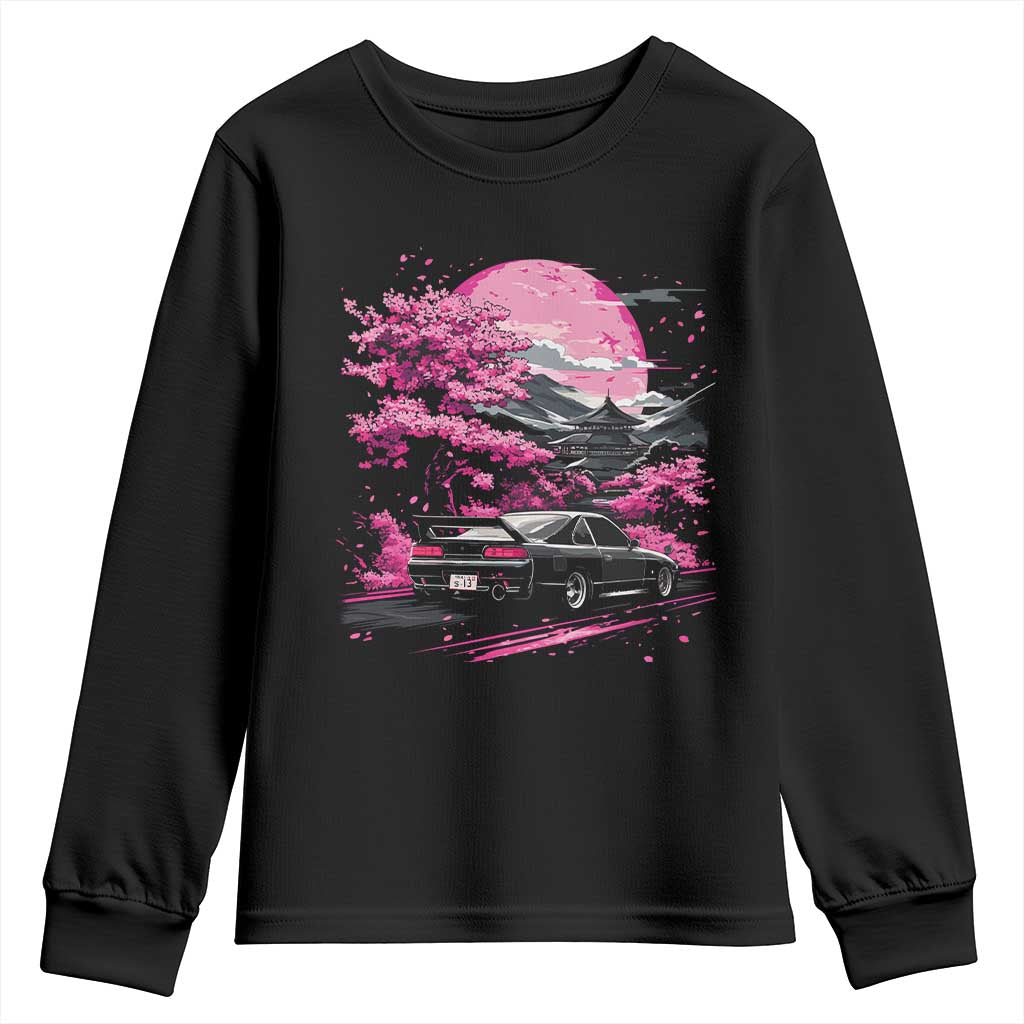 JDM Japanese Youth Sweatshirt Tokyo Japan Drift Race Car Mount Fuji Cherry Blossom Sakura - Wonder Print Shop