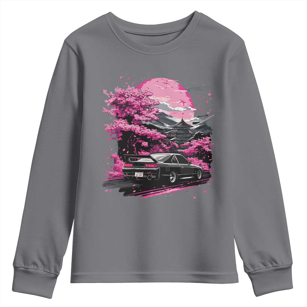 JDM Japanese Youth Sweatshirt Tokyo Japan Drift Race Car Mount Fuji Cherry Blossom Sakura - Wonder Print Shop