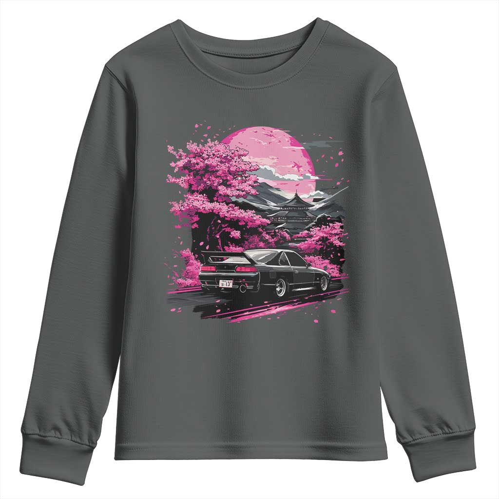 JDM Japanese Youth Sweatshirt Tokyo Japan Drift Race Car Mount Fuji Cherry Blossom Sakura - Wonder Print Shop