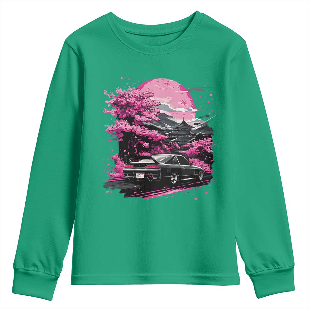JDM Japanese Youth Sweatshirt Tokyo Japan Drift Race Car Mount Fuji Cherry Blossom Sakura - Wonder Print Shop