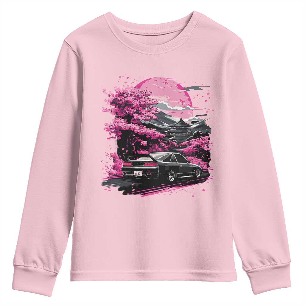 JDM Japanese Youth Sweatshirt Tokyo Japan Drift Race Car Mount Fuji Cherry Blossom Sakura TS10