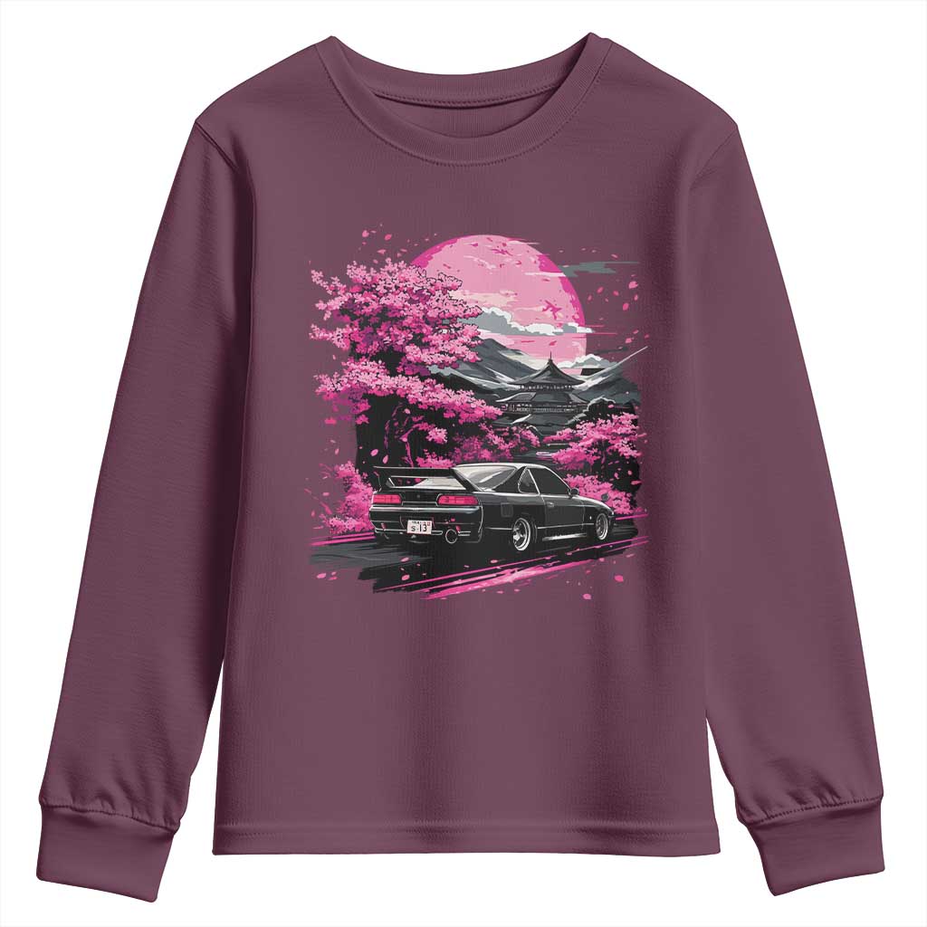 JDM Japanese Youth Sweatshirt Tokyo Japan Drift Race Car Mount Fuji Cherry Blossom Sakura - Wonder Print Shop