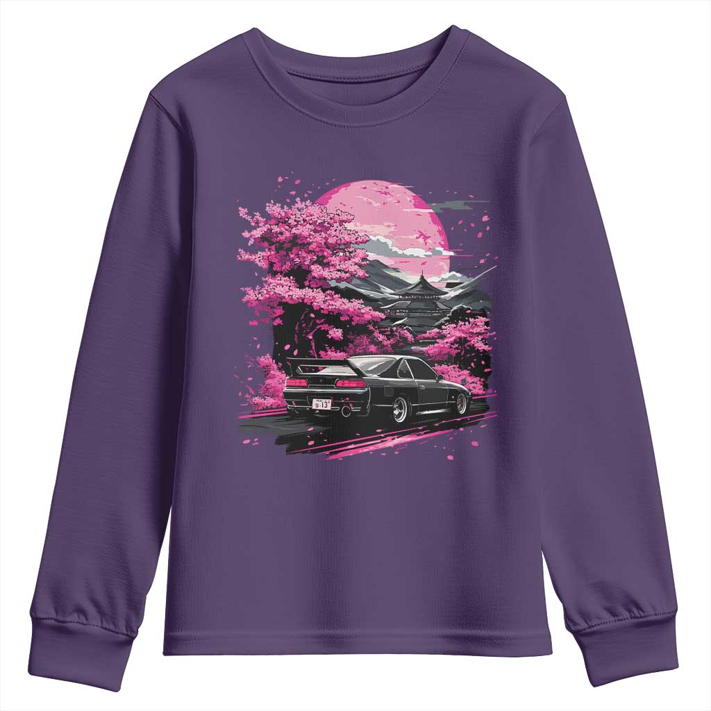 JDM Japanese Youth Sweatshirt Tokyo Japan Drift Race Car Mount Fuji Cherry Blossom Sakura - Wonder Print Shop