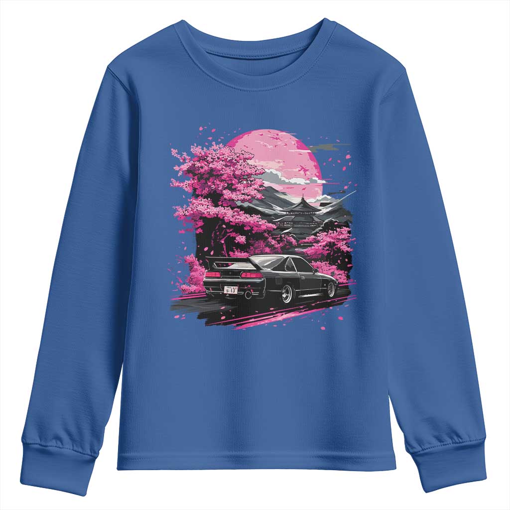 JDM Japanese Youth Sweatshirt Tokyo Japan Drift Race Car Mount Fuji Cherry Blossom Sakura - Wonder Print Shop
