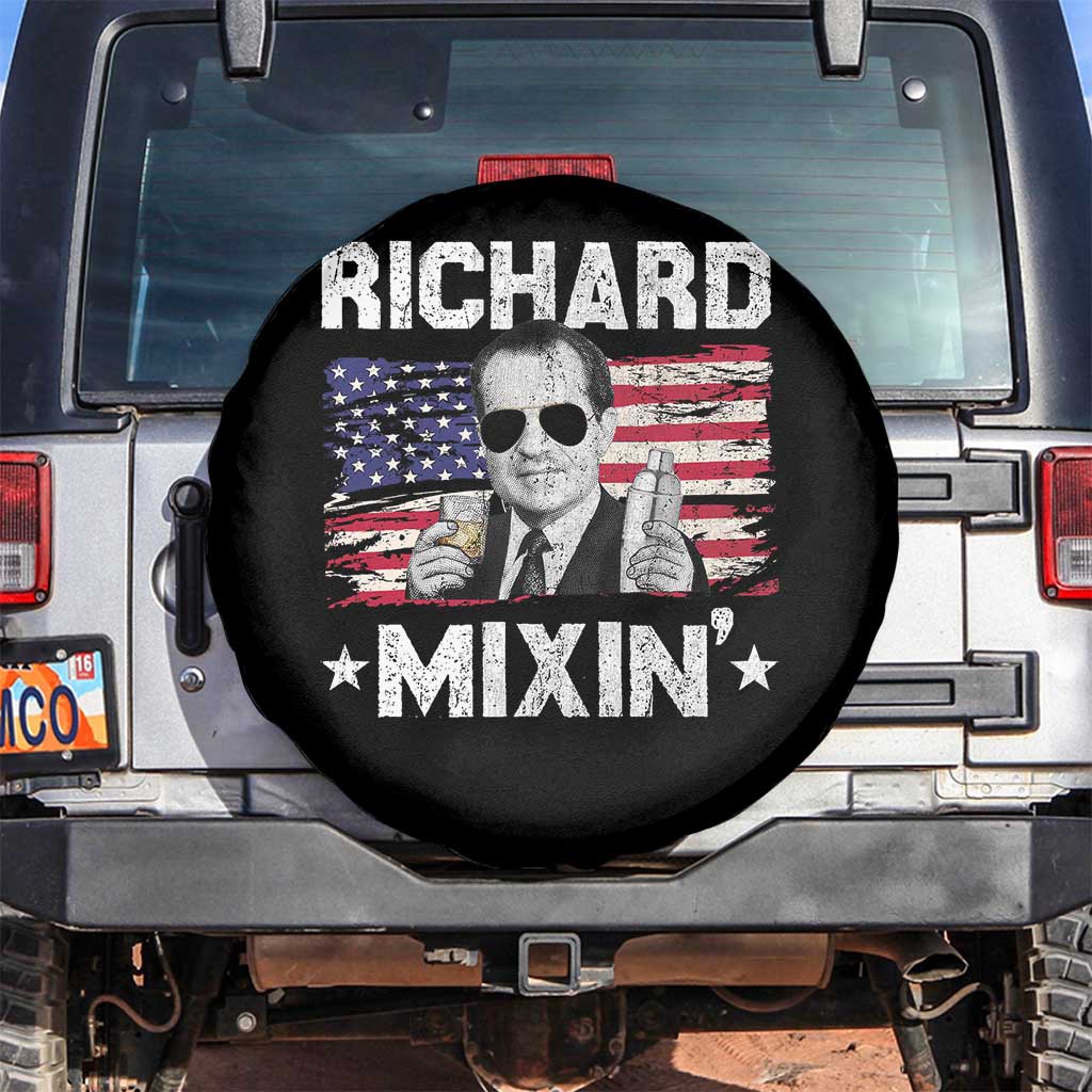 Funny 4th of July Richard Nixon Mixin Spare Tire Cover Patriotic Bartender American Flag - Wonder Print Shop