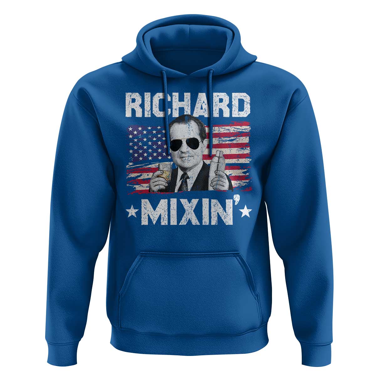 Funny 4th of July Richard Nixon Mixin Hoodie Patriotic Bartender American Flag - Wonder Print Shop