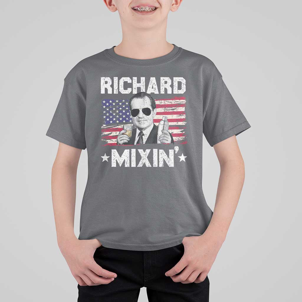 Funny 4th of July Richard Nixon Mixin T Shirt For Kid Patriotic Bartender American Flag - Wonder Print Shop