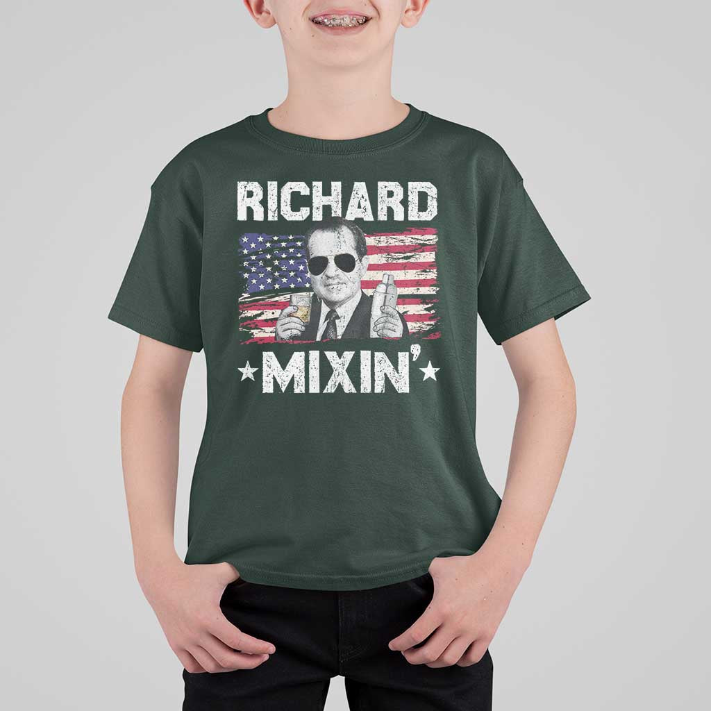 Funny 4th of July Richard Nixon Mixin T Shirt For Kid Patriotic Bartender American Flag - Wonder Print Shop