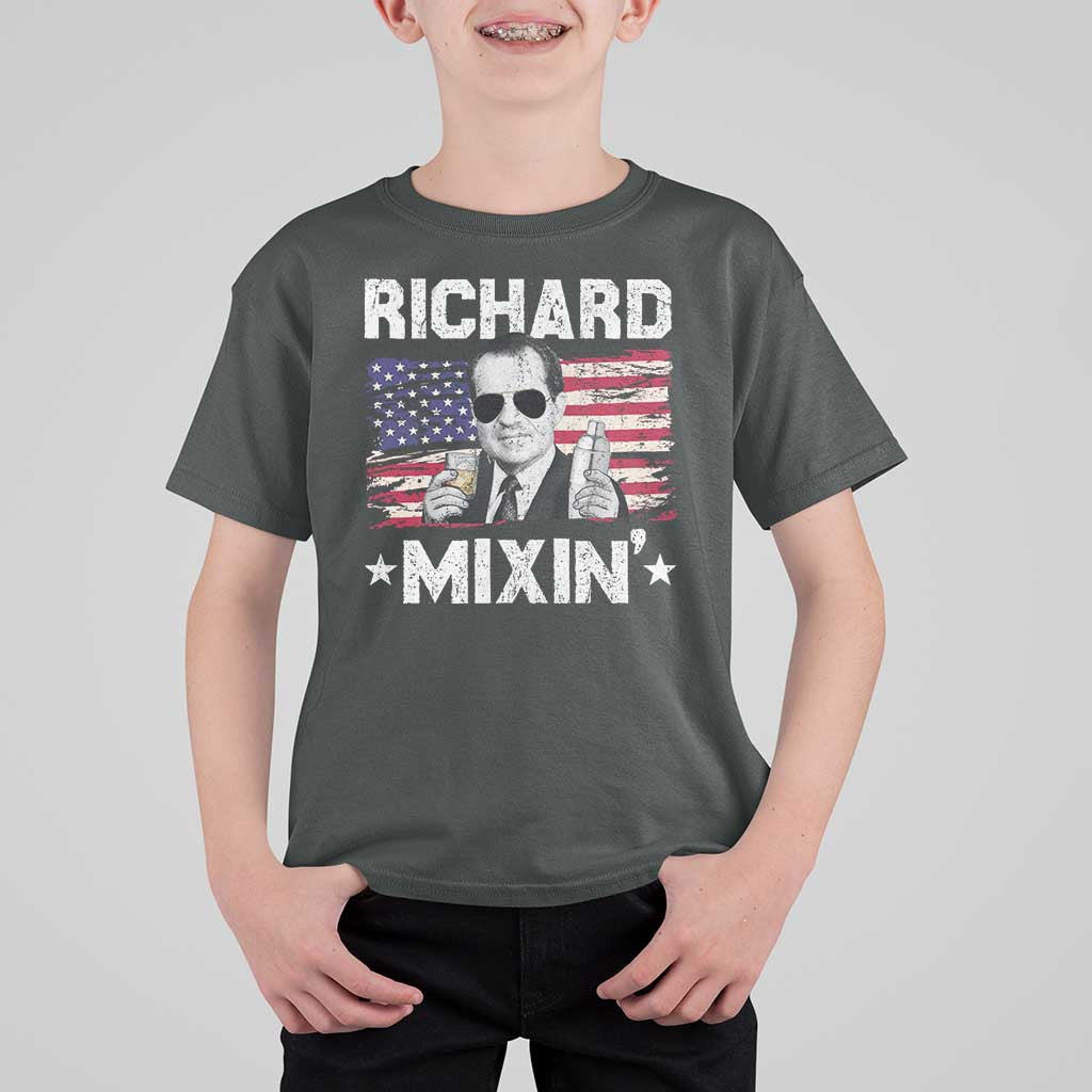 Funny 4th of July Richard Nixon Mixin T Shirt For Kid Patriotic Bartender American Flag - Wonder Print Shop