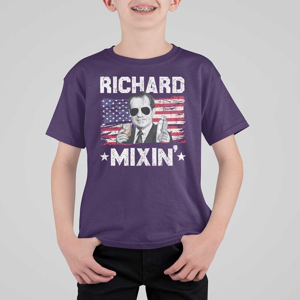 Funny 4th of July Richard Nixon Mixin T Shirt For Kid Patriotic Bartender American Flag - Wonder Print Shop