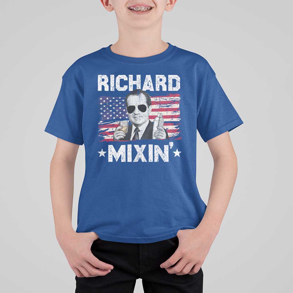 Funny 4th of July Richard Nixon Mixin T Shirt For Kid Patriotic Bartender American Flag - Wonder Print Shop
