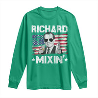 Funny 4th of July Richard Nixon Mixin Long Sleeve Shirt Patriotic Bartender American Flag - Wonder Print Shop