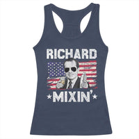Funny 4th of July Richard Nixon Mixin Racerback Tank Top Patriotic Bartender American Flag - Wonder Print Shop