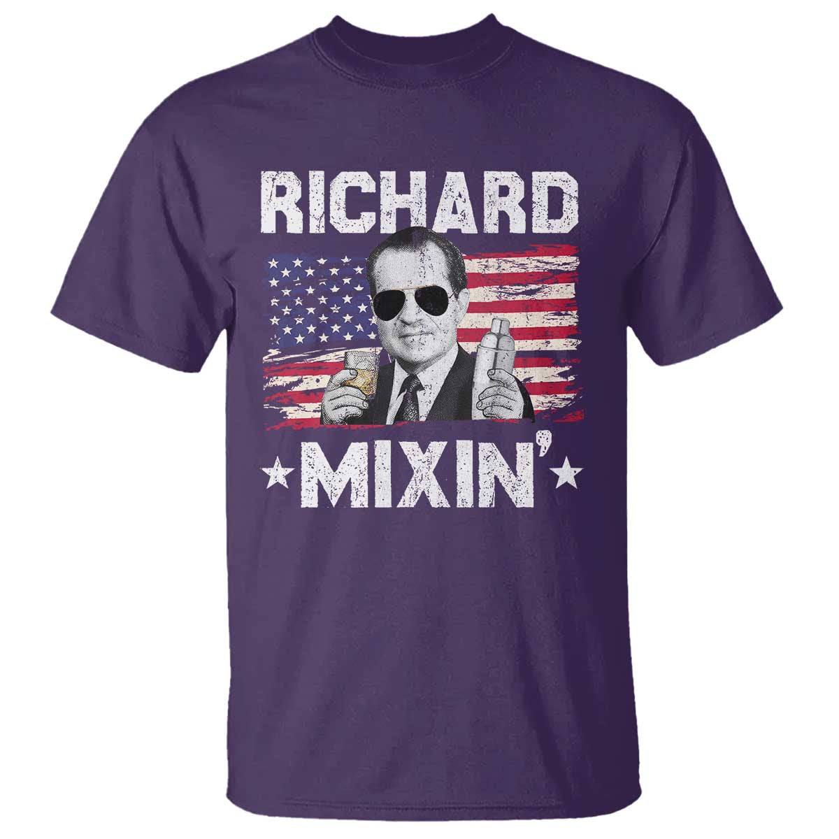 Funny 4th of July Richard Nixon Mixin T Shirt Patriotic Bartender American Flag - Wonder Print Shop