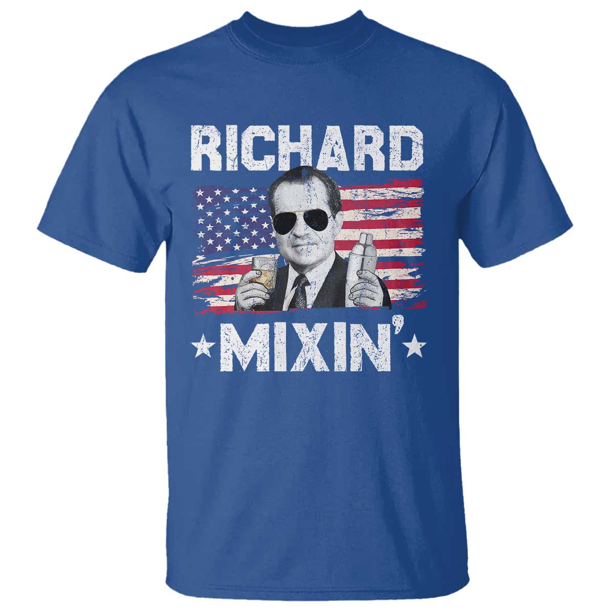 Funny 4th of July Richard Nixon Mixin T Shirt Patriotic Bartender American Flag - Wonder Print Shop