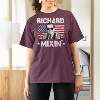Funny 4th of July Richard Nixon Mixin T Shirt For Women Patriotic Bartender American Flag - Wonder Print Shop