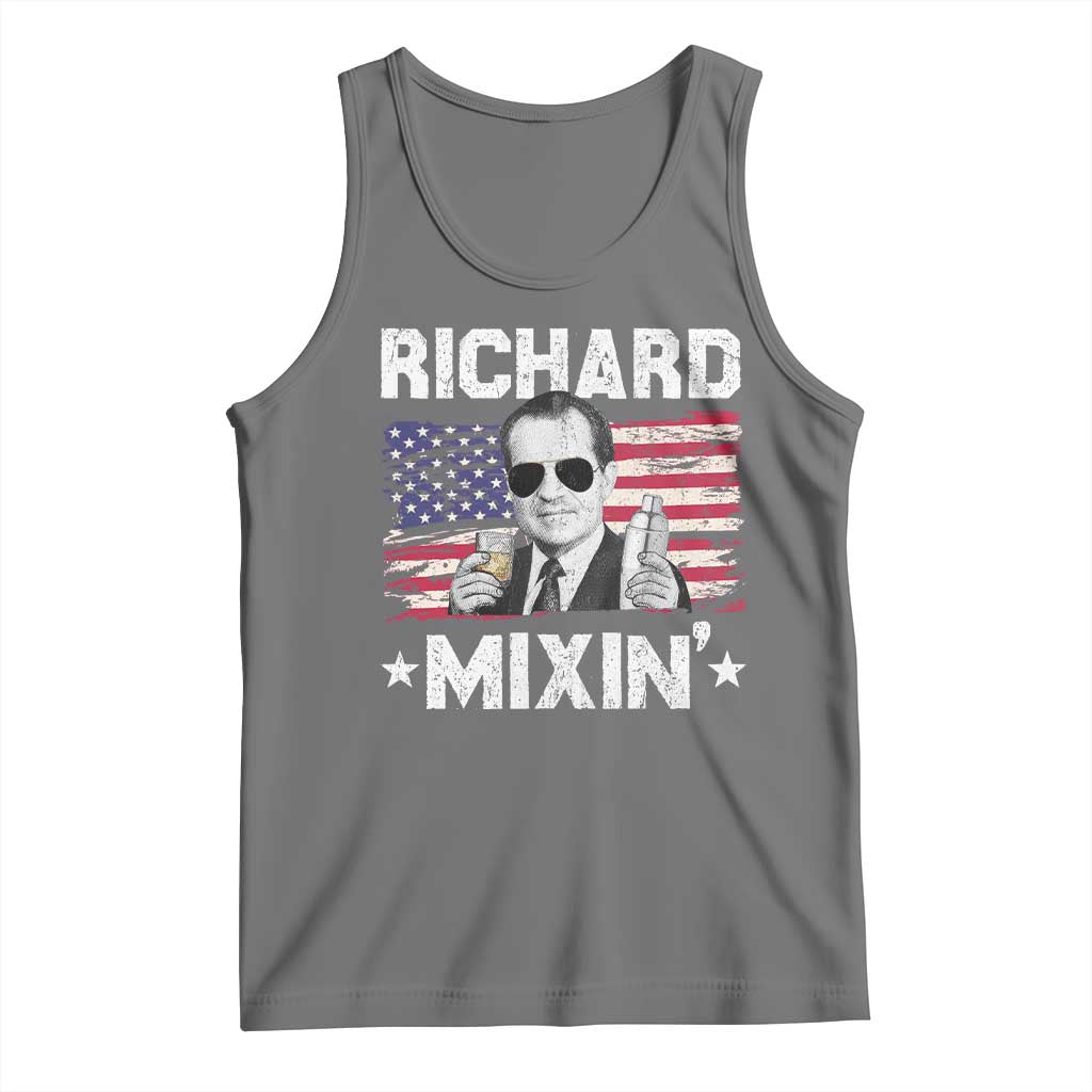 Funny 4th of July Richard Nixon Mixin Tank Top Patriotic Bartender American Flag - Wonder Print Shop