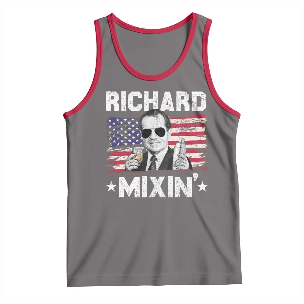 Funny 4th of July Richard Nixon Mixin Tank Top Patriotic Bartender American Flag - Wonder Print Shop